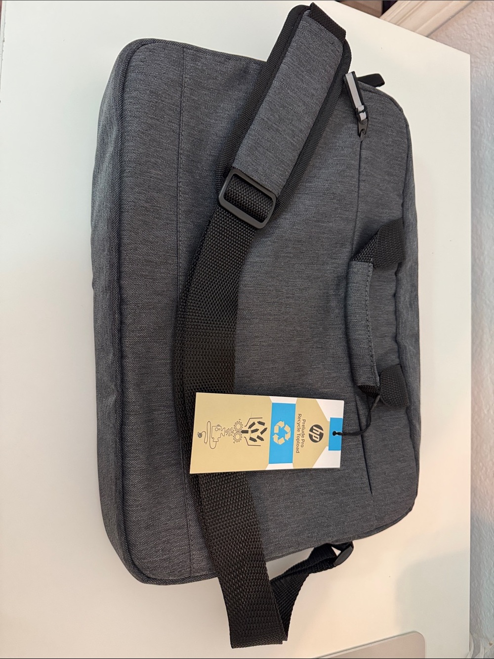 HP Dark Gray Men's Laptop Messenger Bag with Black Strap